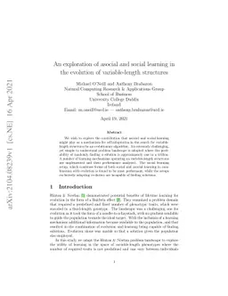 An exploration of asocial and social learning in the evolution of
  variable-length structures