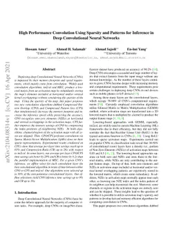 High Performance Convolution Using Sparsity and Patterns for Inference
  in Deep Convolutional Neural Networks