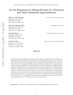 On the Robustness to Misspecification of $α$-Posteriors and Their
  Variational Approximations