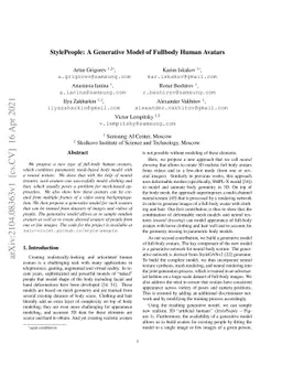 StylePeople: A Generative Model of Fullbody Human Avatars