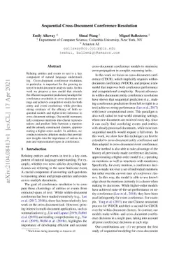 Sequential Cross-Document Coreference Resolution