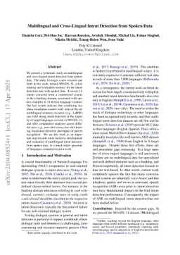 Multilingual and Cross-Lingual Intent Detection from Spoken Data