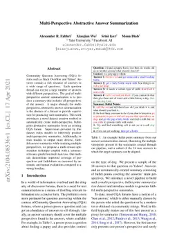 Multi-Perspective Abstractive Answer Summarization