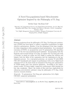 A Novel Non-population-based Meta-heuristic Optimizer Inspired by the
  Philosophy of Yi Jing
