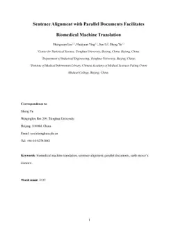 Sentence Alignment with Parallel Documents Facilitates Biomedical
  Machine Translation