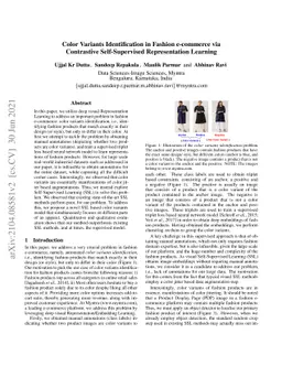 Color Variants Identification in Fashion e-commerce via Contrastive
  Self-Supervised Representation Learning