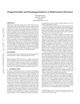 Proportionality and Strategyproofness in Multiwinner Elections