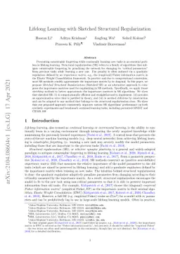 Lifelong Learning with Sketched Structural Regularization