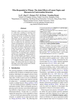 Who Responded to Whom: The Joint Effects of Latent Topics and Discourse
  in Conversation Structure