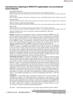 Learning Fuzzy Clustering for SPECT/CT Segmentation via Convolutional
  Neural Networks