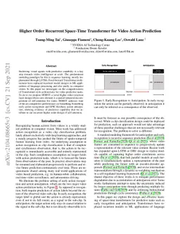 Higher Order Recurrent Space-Time Transformer for Video Action
  Prediction