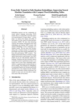 From Fully Trained to Fully Random Embeddings: Improving Neural Machine
  Translation with Compact Word Embedding Tables