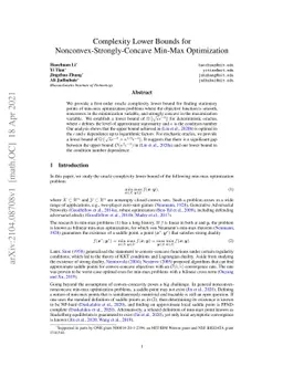 Complexity Lower Bounds for Nonconvex-Strongly-Concave Min-Max
  Optimization