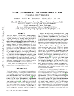 Continuity-Discrimination Convolutional Neural Network for Visual Object
  Tracking