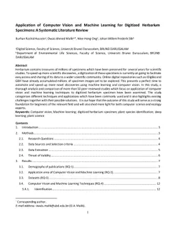 Application of Computer Vision and Machine Learning for Digitized
  Herbarium Specimens: A Systematic Literature Review