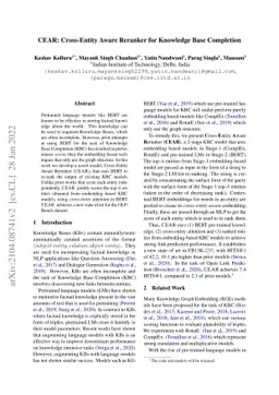 CEAR: Cross-Entity Aware Reranker for Knowledge Base Completion