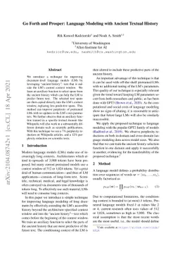 Go Forth and Prosper: Language Modeling with Ancient Textual History