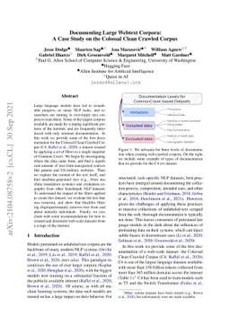 Documenting Large Webtext Corpora: A Case Study on the Colossal Clean
  Crawled Corpus