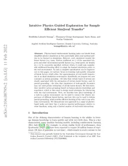 Intuitive Physics Guided Exploration for Sample Efficient Sim2real
  Transfer
