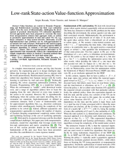 Low-rank State-action Value-function Approximation