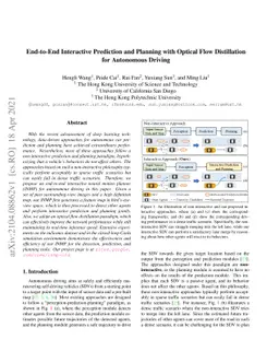 End-to-End Interactive Prediction and Planning with Optical Flow
  Distillation for Autonomous Driving