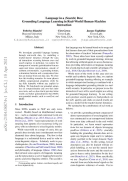 Language in a (Search) Box: Grounding Language Learning in Real-World
  Human-Machine Interaction