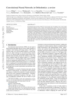 Convolutional Neural Networks in Orthodontics: a review