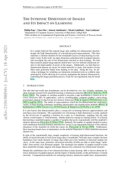 The Intrinsic Dimension of Images and Its Impact on Learning