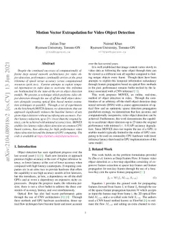 Motion Vector Extrapolation for Video Object Detection