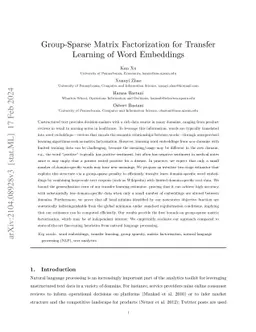 Group-Sparse Matrix Factorization for Transfer Learning of Word
  Embeddings