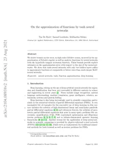 On the approximation of functions by tanh neural networks