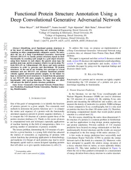 Functional Protein Structure Annotation Using a Deep Convolutional
  Generative Adversarial Network