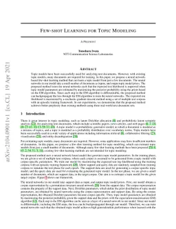 Few-shot Learning for Topic Modeling