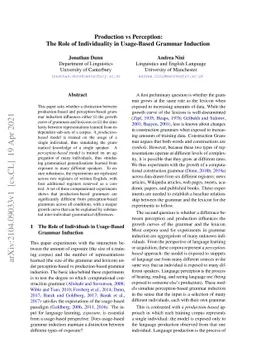 Production vs Perception: The Role of Individuality in Usage-Based
  Grammar Induction