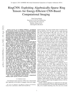 RingCNN: Exploiting Algebraically-Sparse Ring Tensors for
  Energy-Efficient CNN-Based Computational Imaging