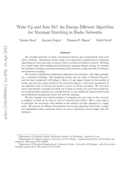Wake Up and Join Me! An Energy-Efficient Algorithm for Maximal Matching
  in Radio Networks
