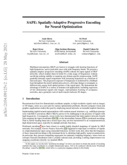 SAPE: Spatially-Adaptive Progressive Encoding for Neural Optimization