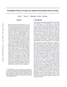 Probabilistic Mixture-of-Experts for Efficient Deep Reinforcement
  Learning