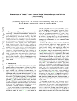 Restoration of Video Frames from a Single Blurred Image with Motion
  Understanding