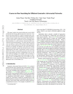 Coarse-to-Fine Searching for Efficient Generative Adversarial Networks