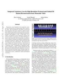 Temporal Consistency Loss for High Resolution Textured and Clothed
  3DHuman Reconstruction from Monocular Video
