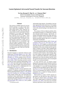 Latent-Optimized Adversarial Neural Transfer for Sarcasm Detection