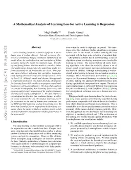 A Mathematical Analysis of Learning Loss for Active Learning in
  Regression