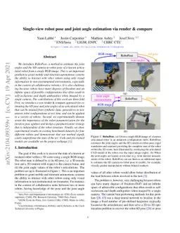 Single-view robot pose and joint angle estimation via render & compare