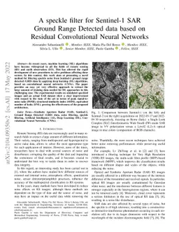 A speckle filter for Sentinel-1 SAR Ground Range Detected data based on
  Residual Convolutional Neural Networks