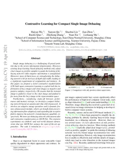 Contrastive Learning for Compact Single Image Dehazing