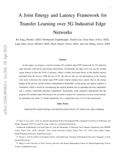 A Joint Energy and Latency Framework for Transfer Learning over 5G
  Industrial Edge Networks