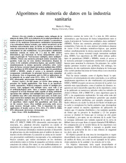 Algoritmos de minería de datos en la industria sanitaria