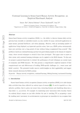 Continual Learning in Sensor-based Human Activity Recognition: an
  Empirical Benchmark Analysis
