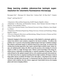 Deep learning enables reference-free isotropic super-resolution for
  volumetric fluorescence microscopy